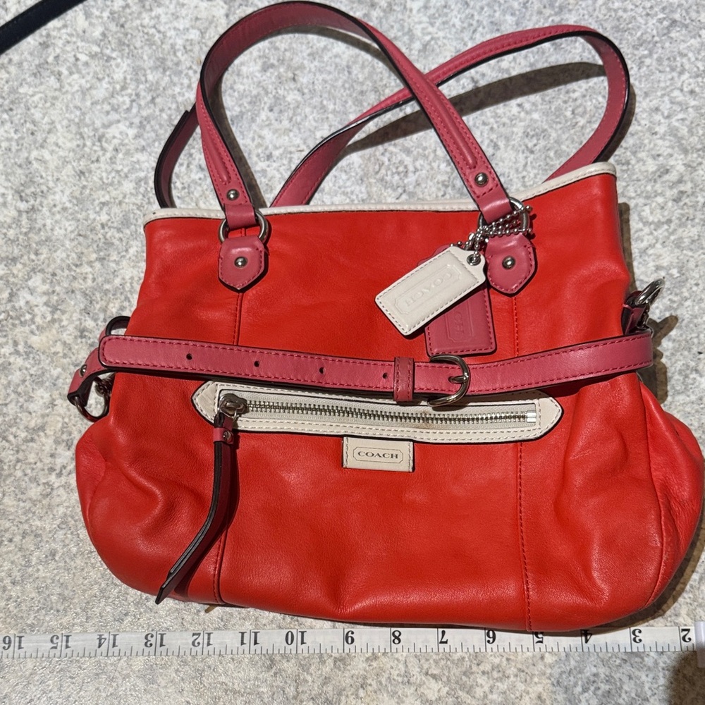 Coach Red and Pink Leather Shoulder Bag